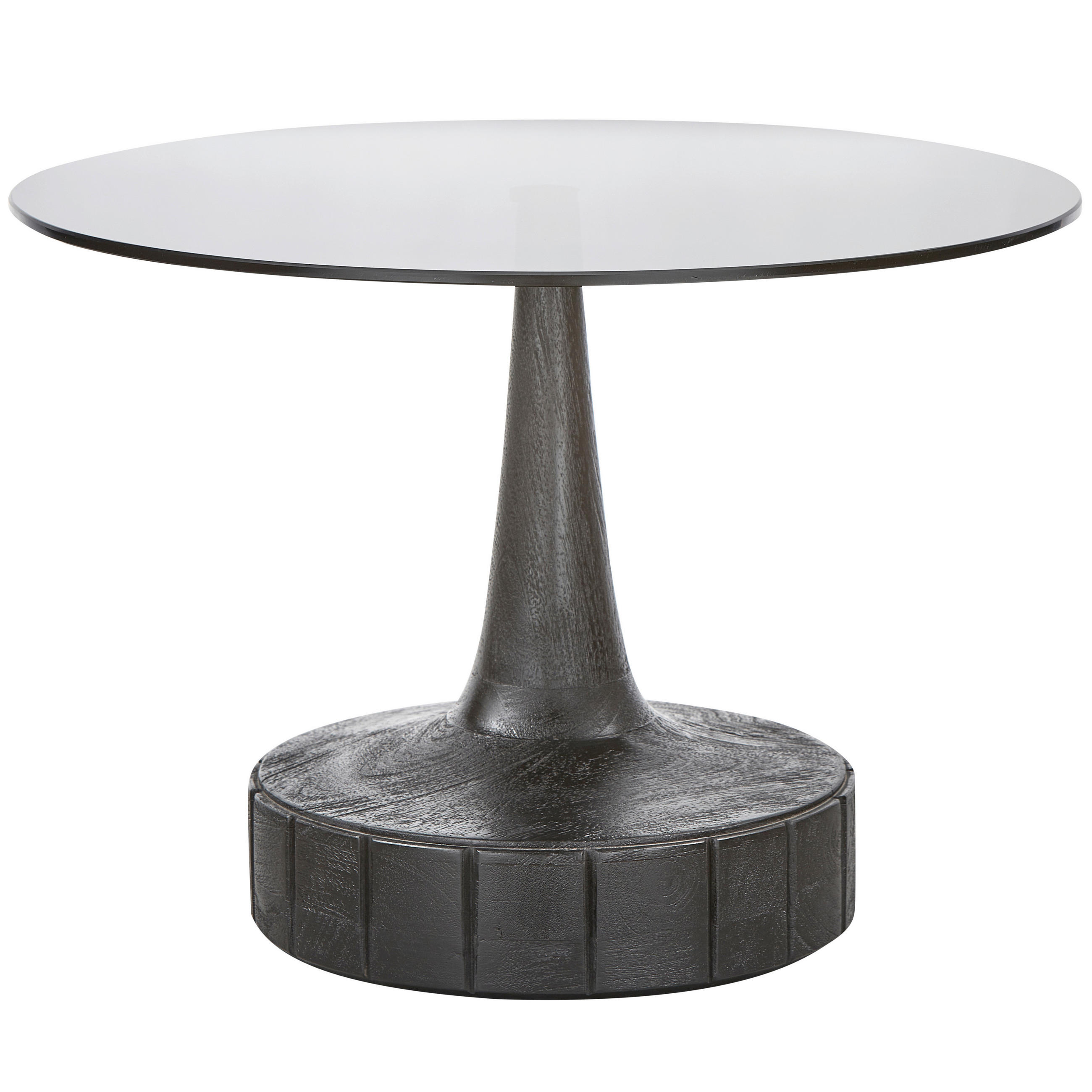 BEISTELLTISCH 60/60/43 cm Mangoholz massiv Schwarz rund  - Schwarz, Design, Glas/Holz (60/60/43cm) - Livetastic