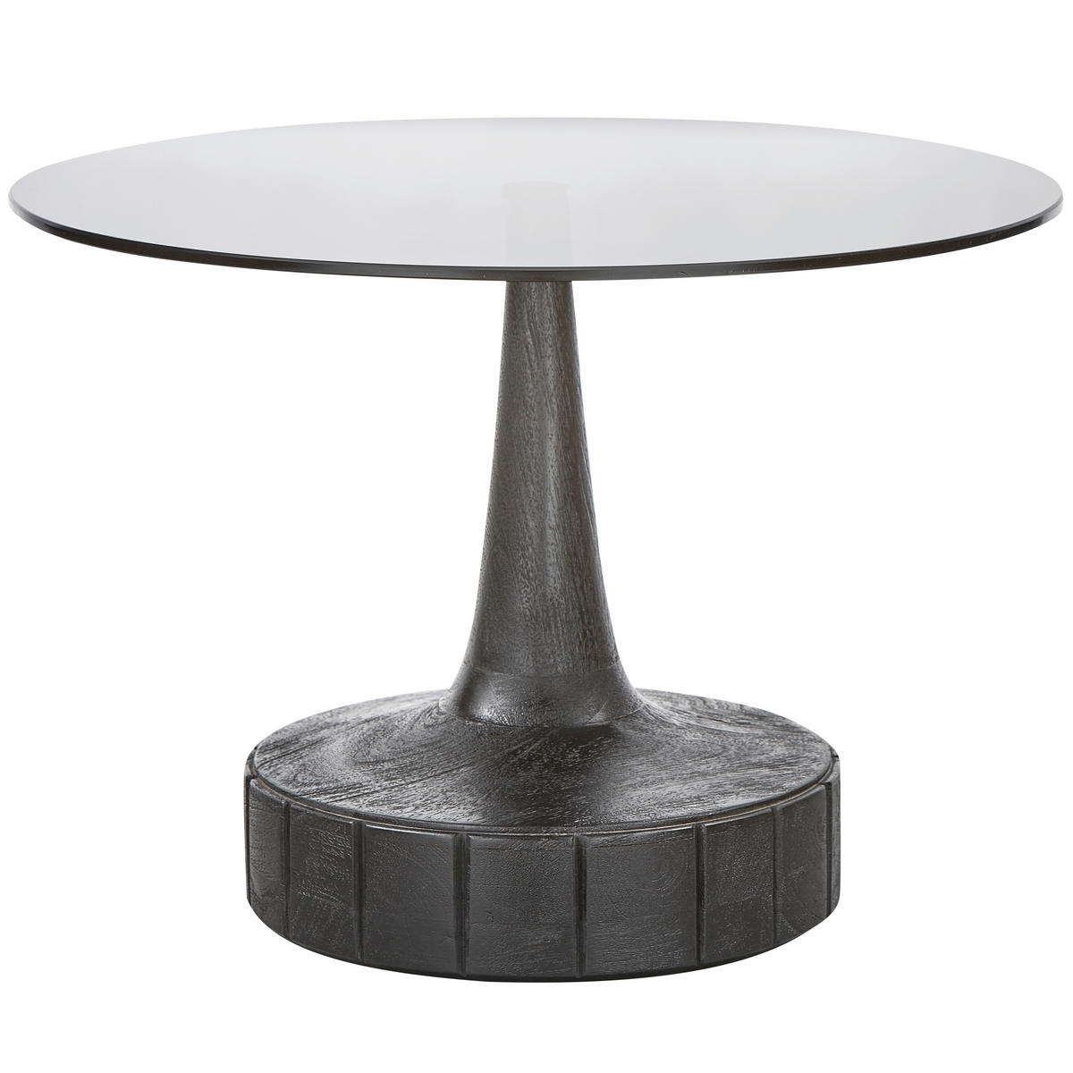 BEISTELLTISCH 60/60/43 cm Mangoholz massiv Schwarz rund  - Schwarz, Design, Glas/Holz (60/60/43cm) - Livetastic