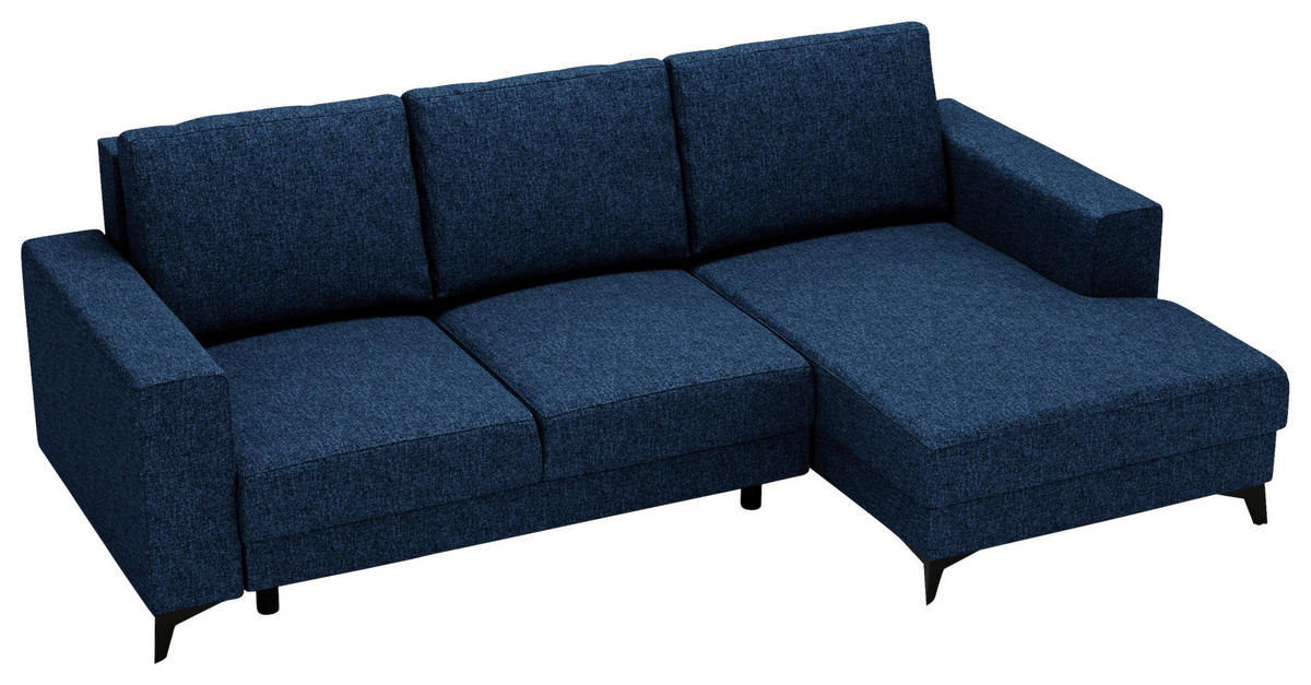 ECKSOFA in Flachgewebe Blau  - Blau/Schwarz, Design, Textil/Metall (244/156cm) - Livetastic