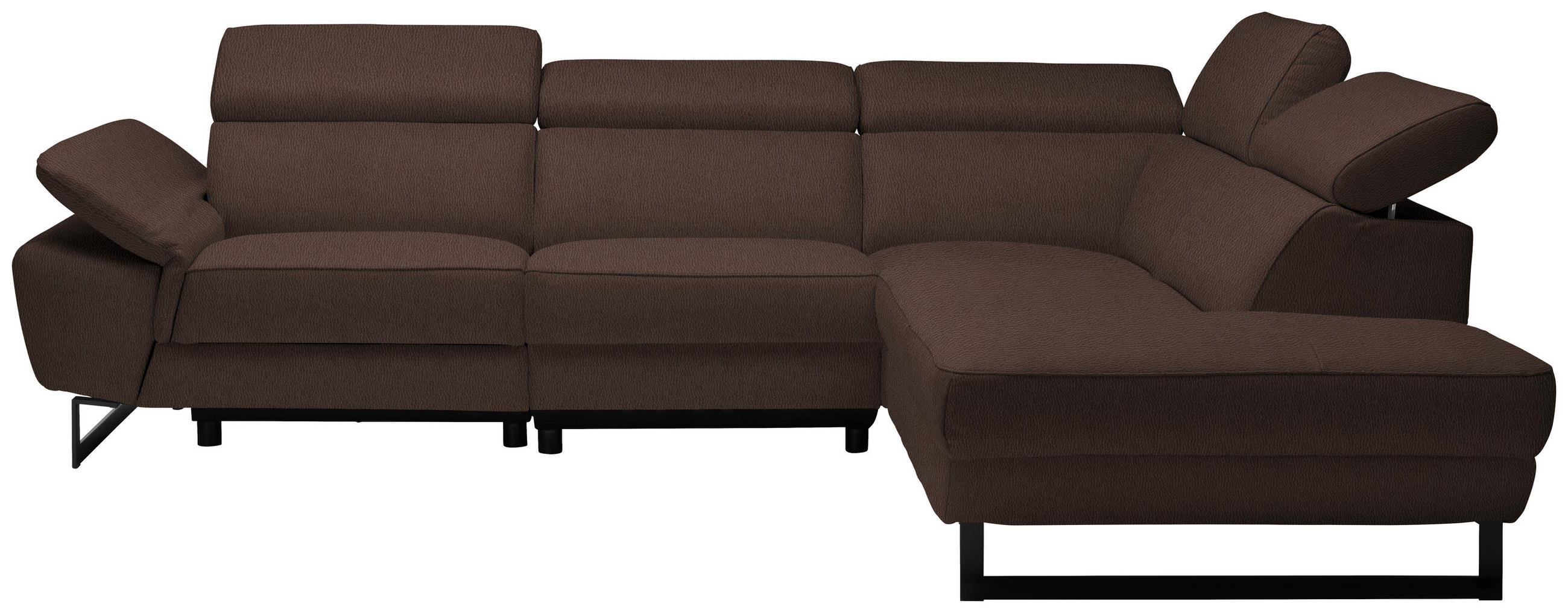 ECKSOFA in Echtleder Braun  - Schwarz/Braun, Design, Leder/Metall (281/225cm) - Celina Home