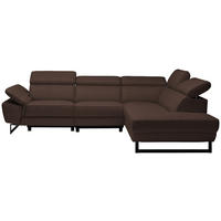 ECKSOFA in Echtleder Braun  - Schwarz/Braun, Design, Leder/Metall (281/225cm) - Celina Home