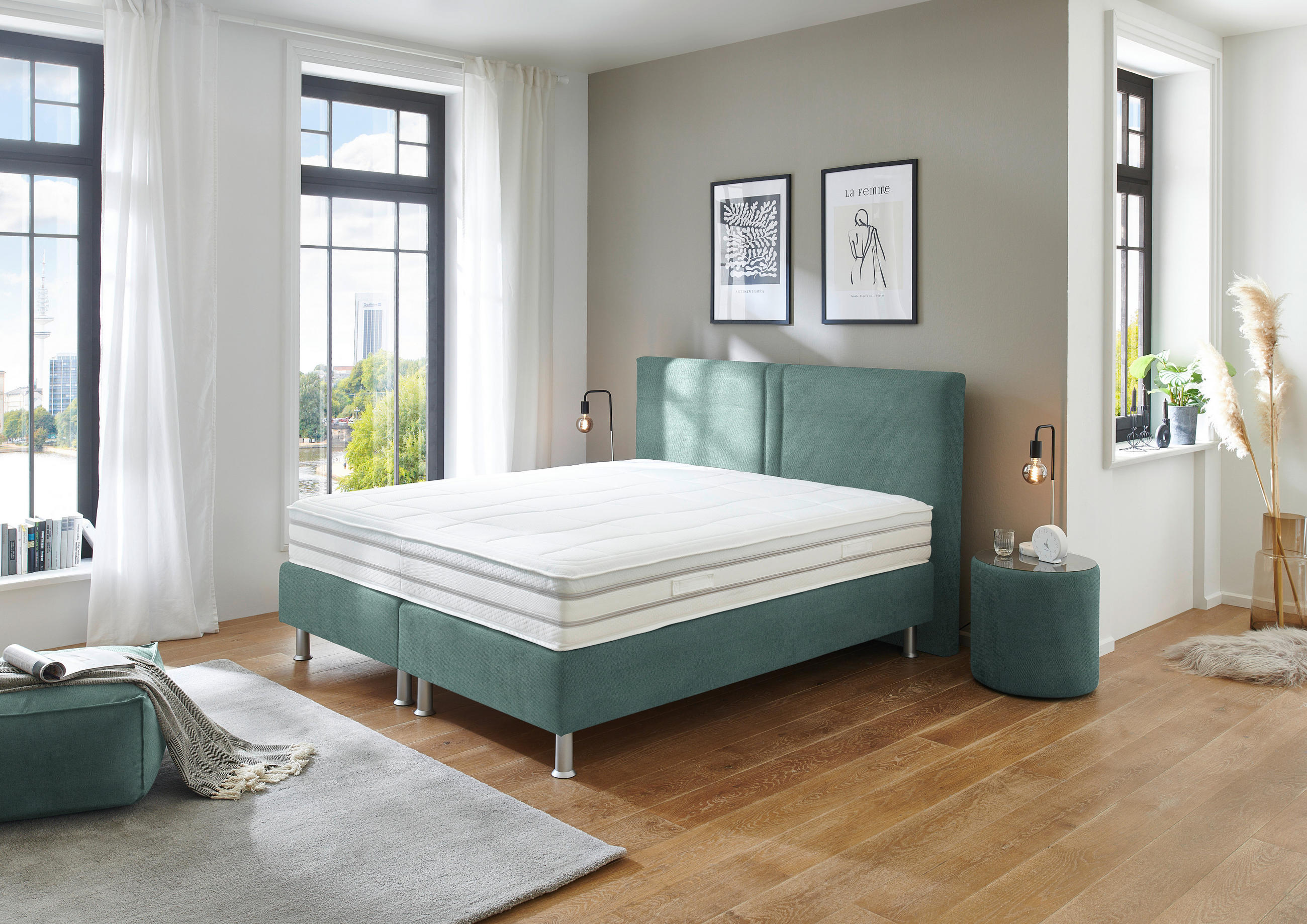 BOXSPRINGBETT 200/200 cm  in Mintgrün  - Alufarben/Mintgrün, Design, Kunststoff/Textil (200/200cm) - Beldomo - Sleep