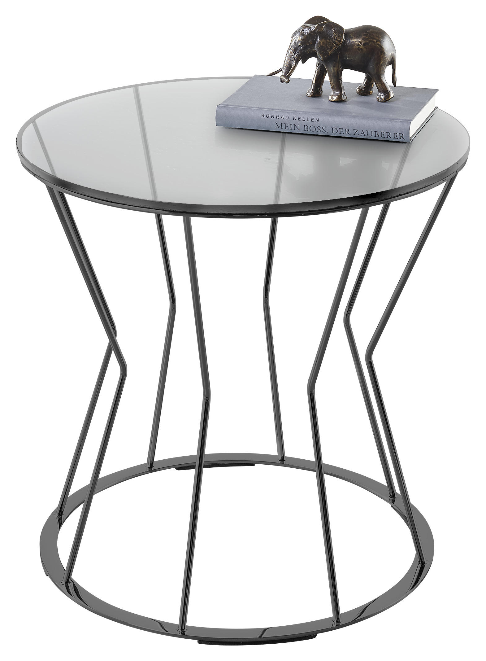BEISTELLTISCH 50/50/45 cm rund - Schwarz, Design, Glas/Metall (50/50/45cm) - Musterring