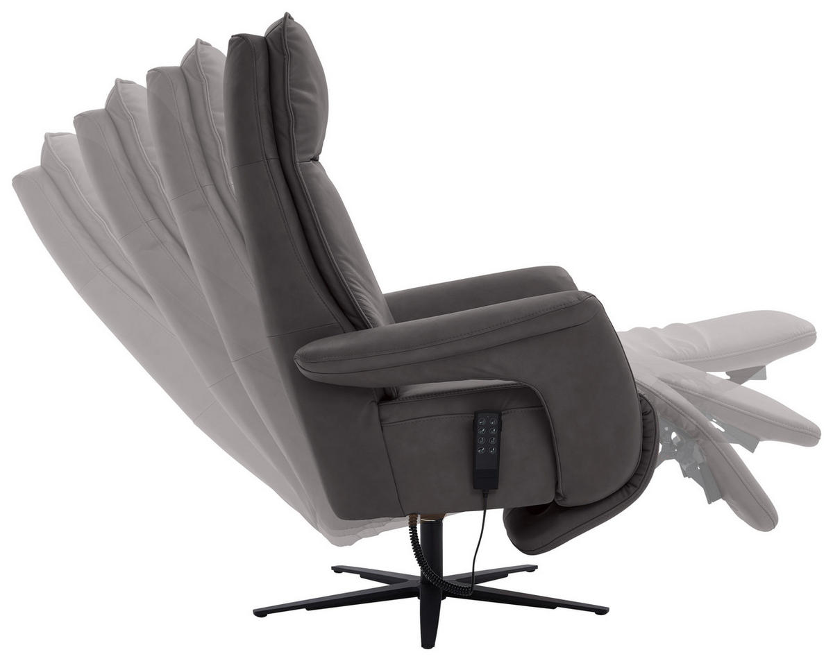 RELAXSESSEL in Leder Dunkelbraun  - Dunkelbraun/Schwarz, Design, Leder/Metall (83/123/87cm) - Valdera