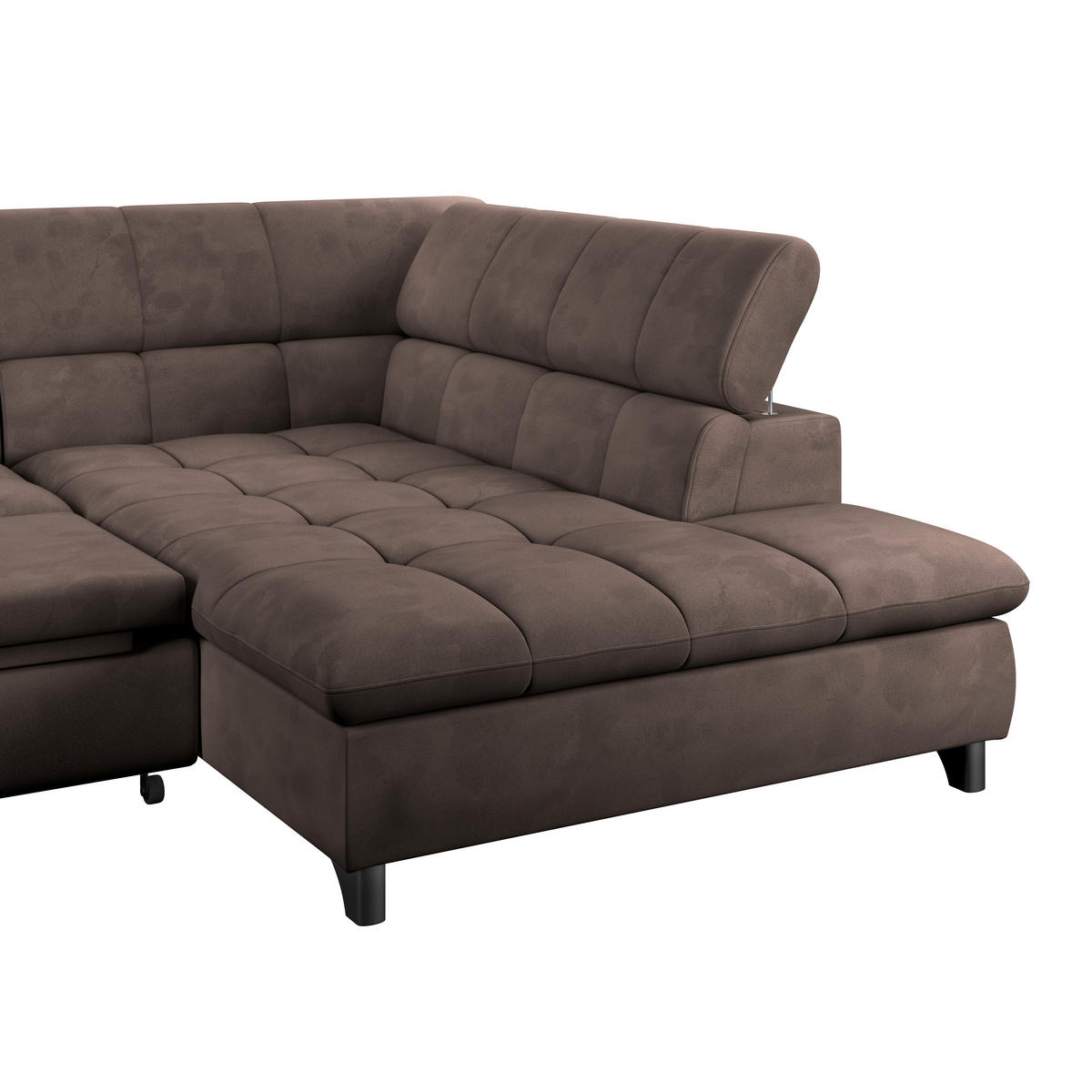 ECKSOFA Dunkelbraun Chenille  - Chromfarben/Dunkelbraun, KONVENTIONELL, Textil/Metall (312/234cm) - Livetastic