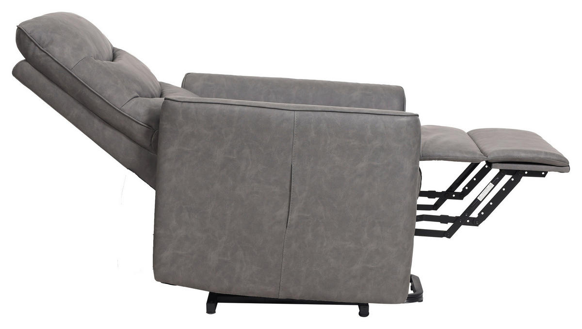 FERNSEHSESSEL in Lederlook Grau  - Schwarz/Grau, Konventionell, Textil/Metall (76/105/88cm) - MID.YOU