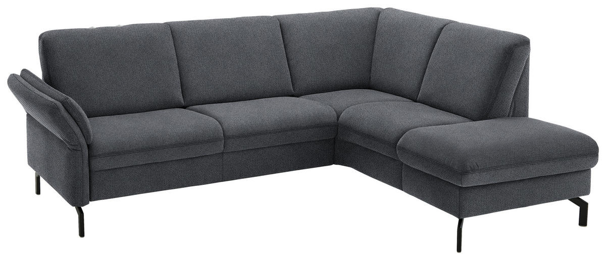 ECKSOFA in Flachgewebe Anthrazit  241/190 cm  - Anthrazit/Schwarz, KONVENTIONELL, Textil/Metall (241/190cm) - Beldomo Comfort