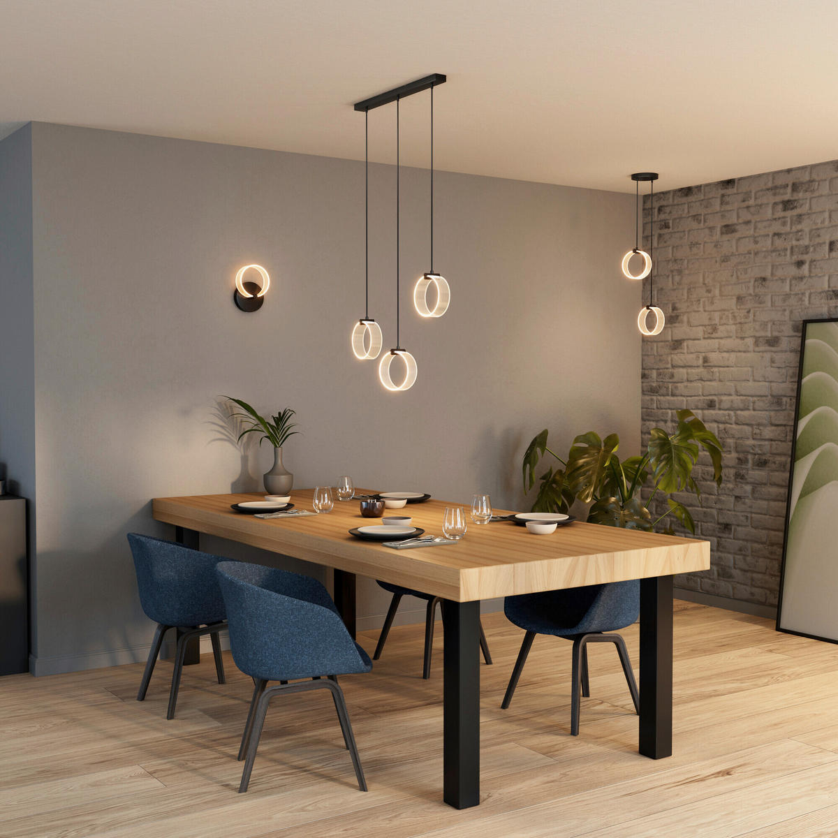 LED-PENDELLEUCHTE 66/5.2/121 cm  - Schwarz, Design, Kunststoff (66/5.2/121cm) - Osram