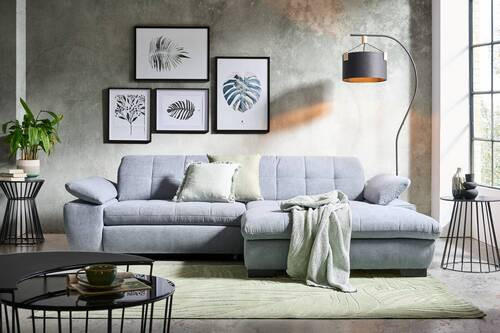 ECKSOFA in Webstoff Blaugrau  - Blaugrau/Schwarz, Design, Textil/Metall (265/180cm) - Carryhome