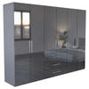 KLEIDERSCHRANK 294/219/59 cm 6-türig Anthrazit, Anthrazit Hochglanz  - Anthrazit/Anthrazit Hochglanz, KONVENTIONELL, Holzwerkstoff/Metall (294/219/59cm) - Carryhome