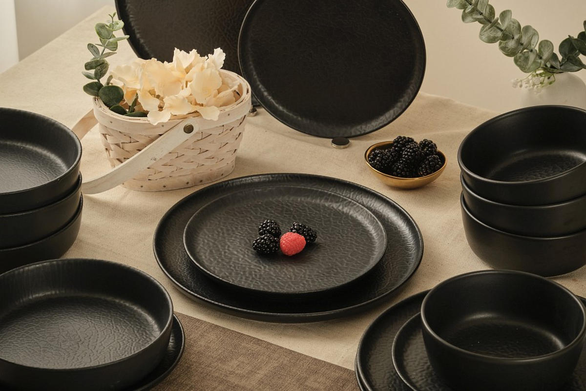 ÉTKÉSZLET 16 részes  - fekete, Trend, kerámia - Novel