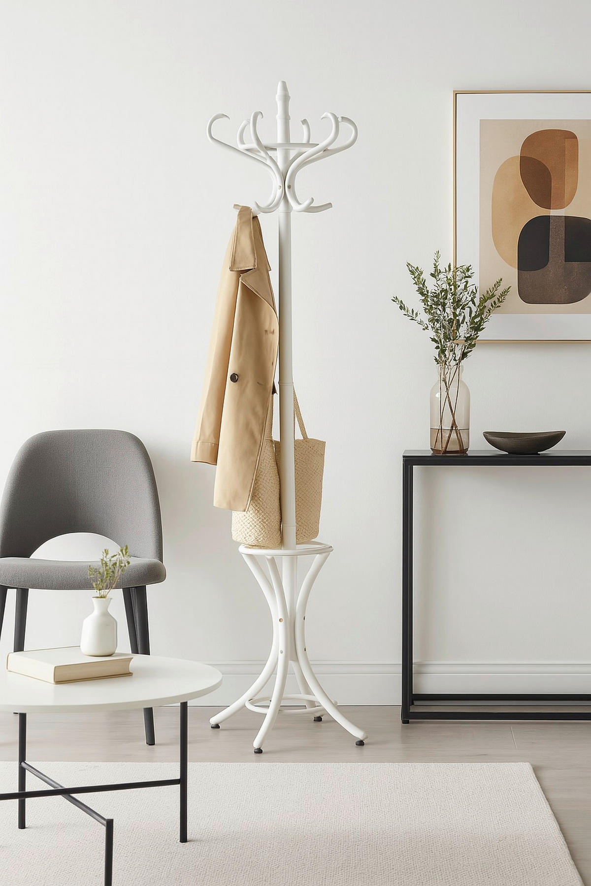 GARDEROBENSTÄNDER in Weiß   - Weiß, Design, Holz (53/53/184cm) - MID.YOU