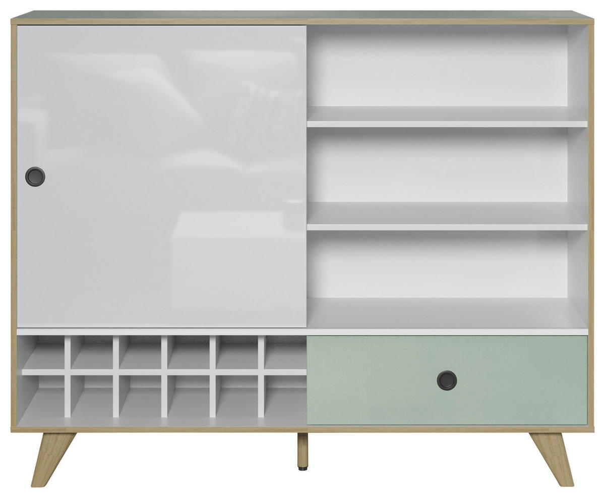 HIGHBOARD  in 145/118/40 cm  - Eichefarben/Weiß Hochglanz, MODERN, Holzwerkstoff/Kunststoff (145/118/40cm) - Boxxx