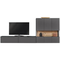 WOHNWAND  in Graphitfarben 348,8/175,7/37,1 cm  - Graphitfarben/Grau, Design, Glas/Holzwerkstoff (348,8/175,7/37,1cm) - Dieter Knoll
