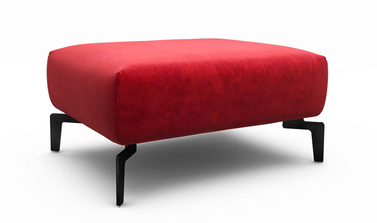 HOCKER Samt Rot  - Rot/Schwarz, Design, Textil/Metall (90/70/46cm) - SENSOO