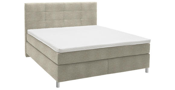 BOXSPRINGBETT 180/200 cm in Beige - Chromfarben/Beige, KONVENTIONELL, Kunststoff/Textil (180/200cm) - Voleo