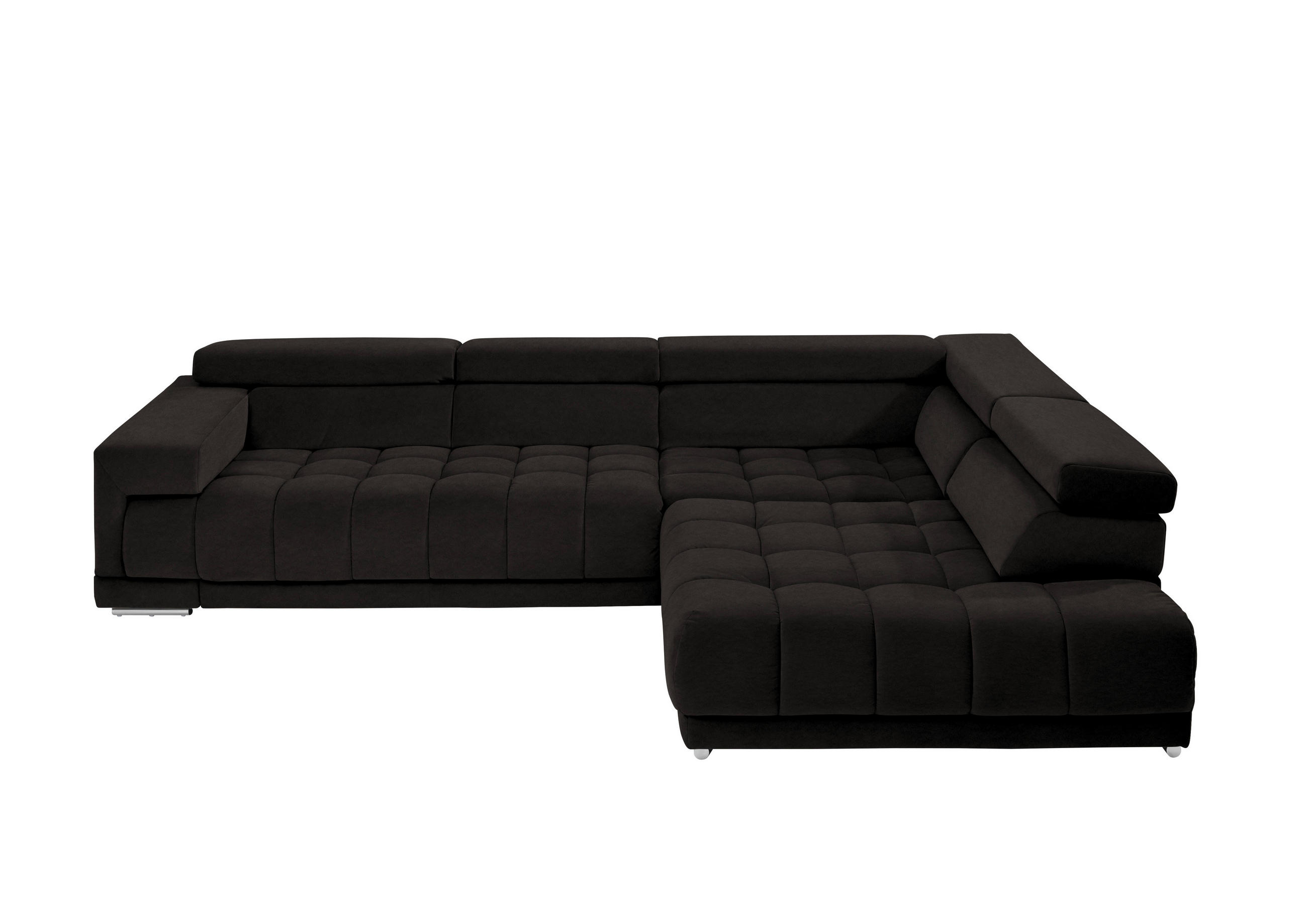 ECKSOFA in Mikrofaser Schwarzbraun  326/222 cm  - Chromfarben/Schwarzbraun, Design, Textil/Metall (326/222cm) - Beldomo Speed