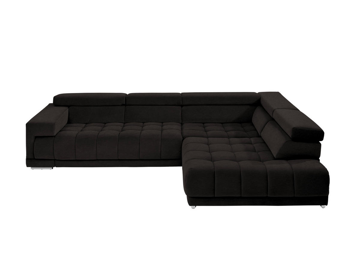 ECKSOFA in Mikrofaser Schwarzbraun  326/222 cm  - Chromfarben/Schwarzbraun, Design, Textil/Metall (326/222cm) - Beldomo Speed