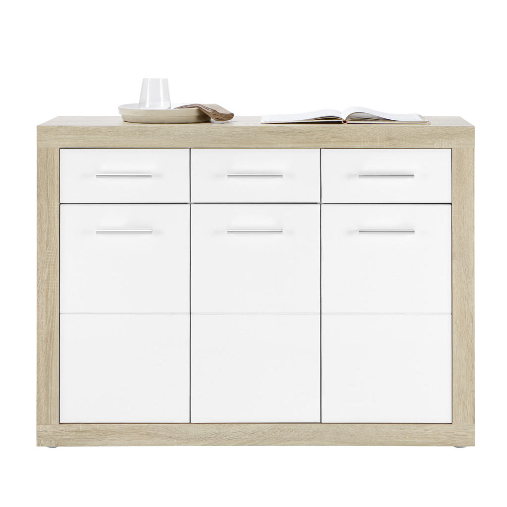 Thumbnail - Xora Kommode, Weiß, Sonoma Eiche, Holz, 2 Fächer, 3 Schubladen, 117x88x37 cm, Beimöbel erhältlich, Wohnzimmer, Kommoden ...