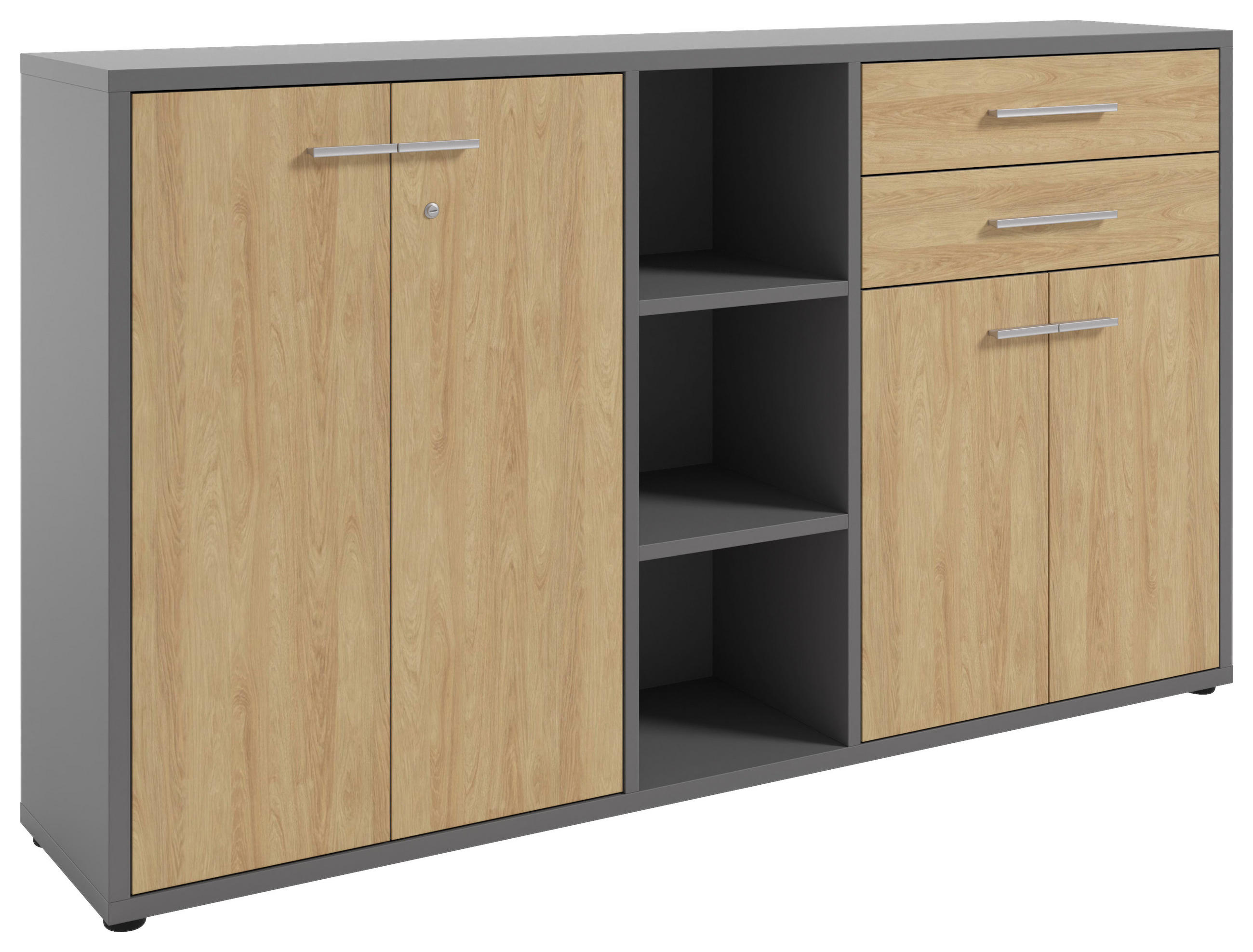 SIDEBOARD Texas  in 191,1/110/40 cm  - Alufarben/Schwarz, MODERN, Holzwerkstoff/Kunststoff (191,1/110/40cm)