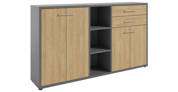 SIDEBOARD Texas  in 191,1/110/40 cm  - Alufarben/Schwarz, MODERN, Holzwerkstoff/Kunststoff (191,1/110/40cm) - Novel