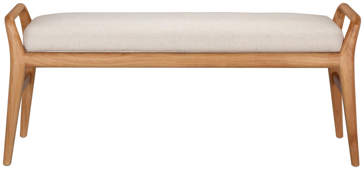 HOCKERBANK 119/51/39 cm Webstoff Naturfarben, Beige Kautschukholz massiv  - Beige/Naturfarben, Design, Holz/Textil (119/51/39cm) - MID.YOU