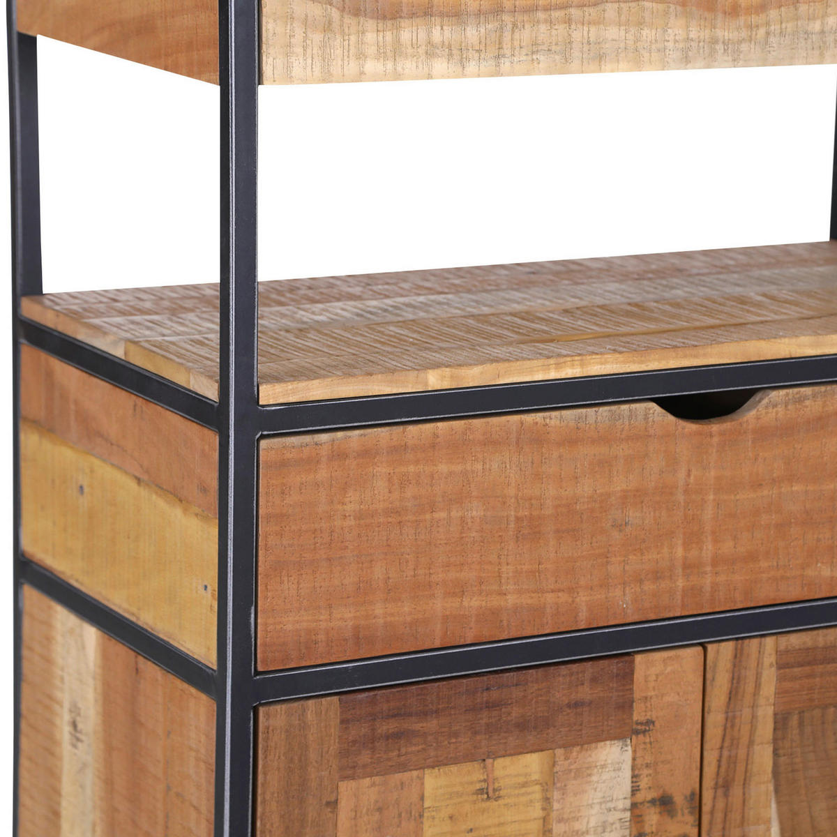 REGAL  78/150/40 cm Schwarz  - Schwarz/Naturfarben, Trend, Holz/Metall (78/150/40cm) - Livetastic