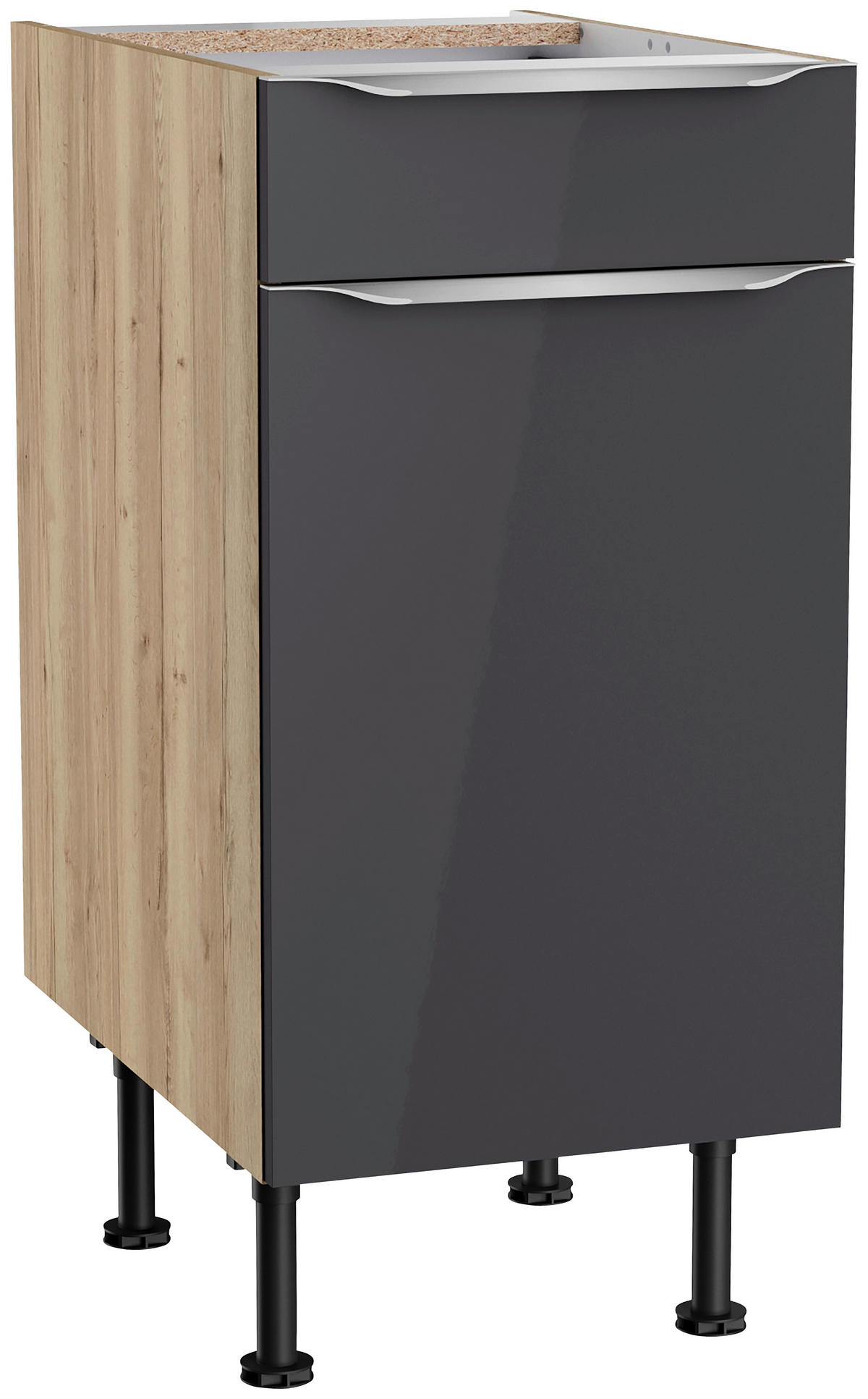 KÜCHENLEERBLOCK 270 cm   in Anthrazit, Eichefarben  - Edelstahlfarben/Eichefarben, Basics, Holzwerkstoff/Metall (270cm) - Optifit