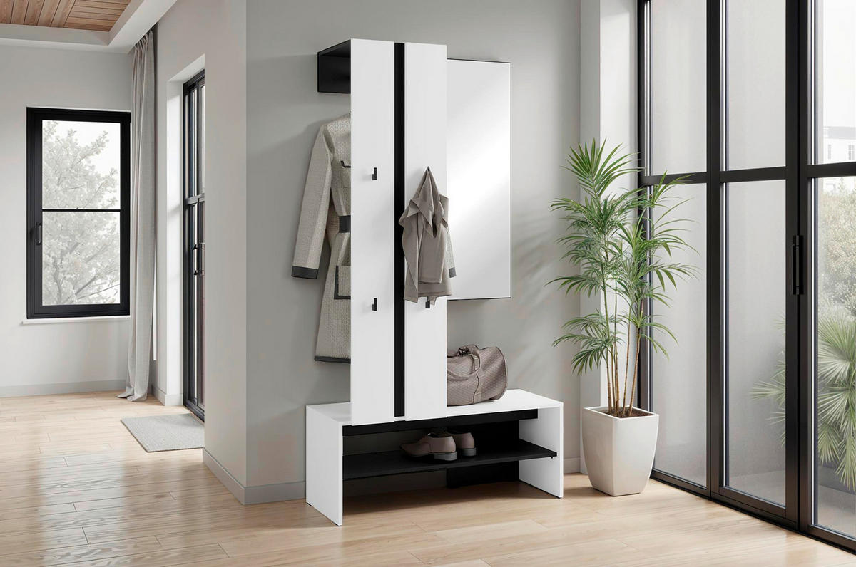 GARDEROBE  in 100/186/40 cm  - Schwarz/Weiß, Design, Holzwerkstoff (100/186/40cm) - MID.YOU