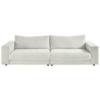 3-SITZER-SOFA in Cord Hellgrau  - Hellgrau/Schwarz, Design, Kunststoff/Textil (290/86/127cm) - Lomoco