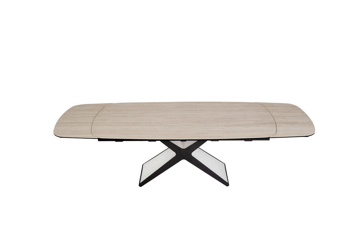 ESSTISCH 200-280/98/76 cm  Metall, Glas, Keramik ausziehbar rechteckig Schwarz, Taupe  - Taupe/Schwarz, Design, Glas/Keramik (200-280/98/76cm) - Belluti