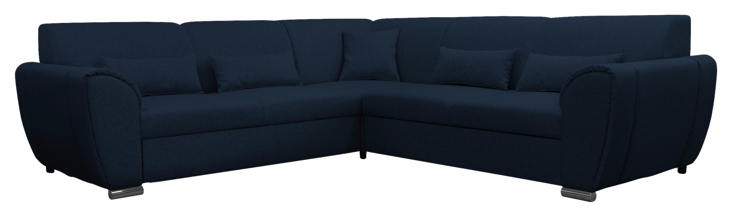 ECKSOFA Dunkelblau Flachgewebe  - Silberfarben/Dunkelblau, Design, Kunststoff/Textil (266/266cm) - Livetastic