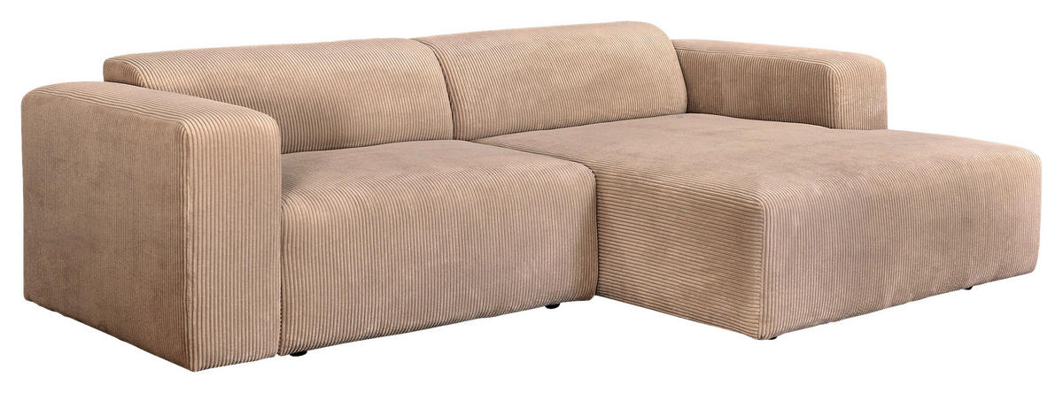 SEDEŽNA GARNITURA, rebrasti žamet svetlo rjava  - svetlo rjava/črna, Design, umetna masa/tekstil (298/175cm) - P & B