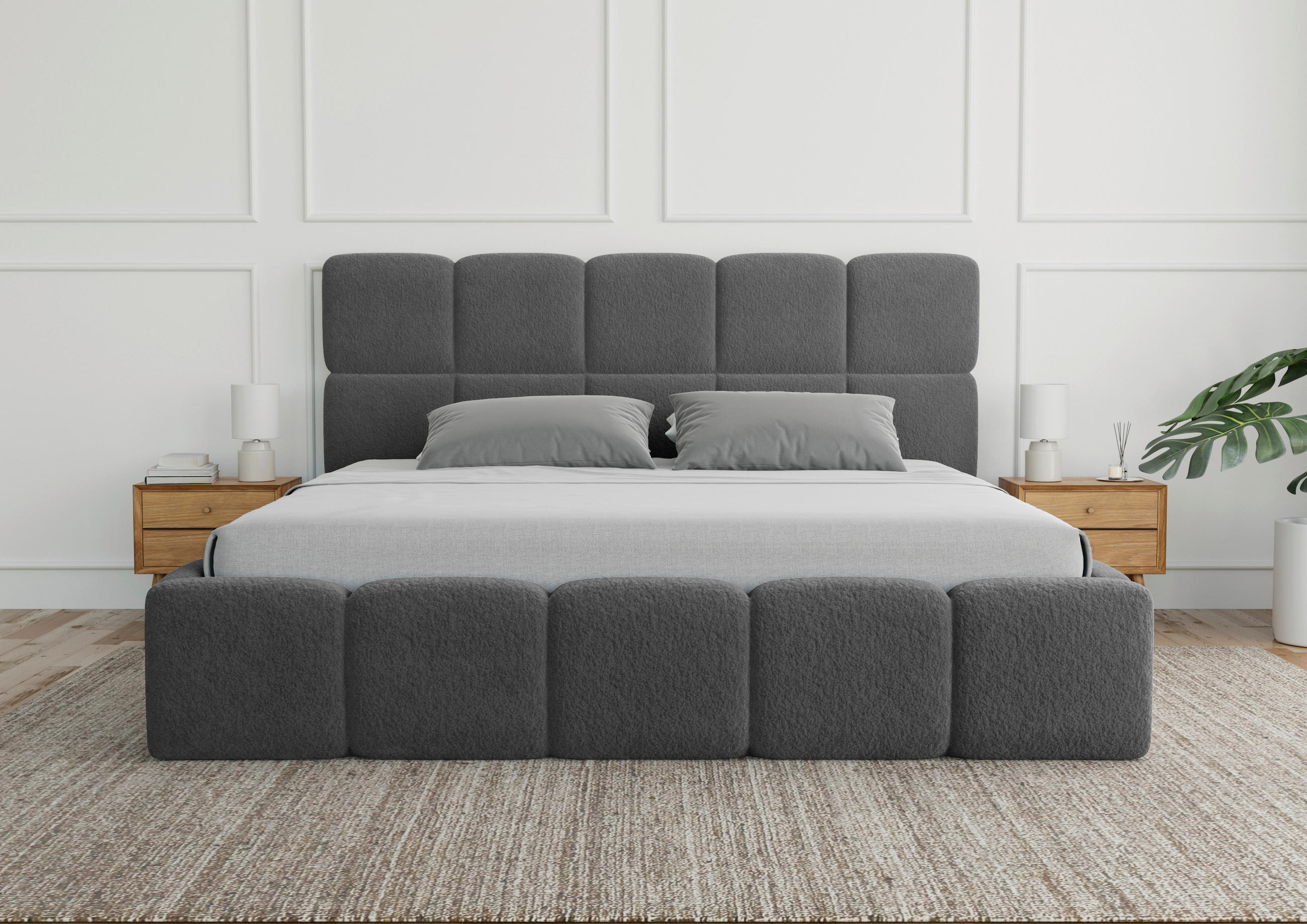 POLSTERBETT 140/200 cm,  in Dunkelgrau, Lattenrost, Bettkasten,  - Dunkelgrau/Schwarz, Design, Holz/Textil (140/200cm) - Boxxx