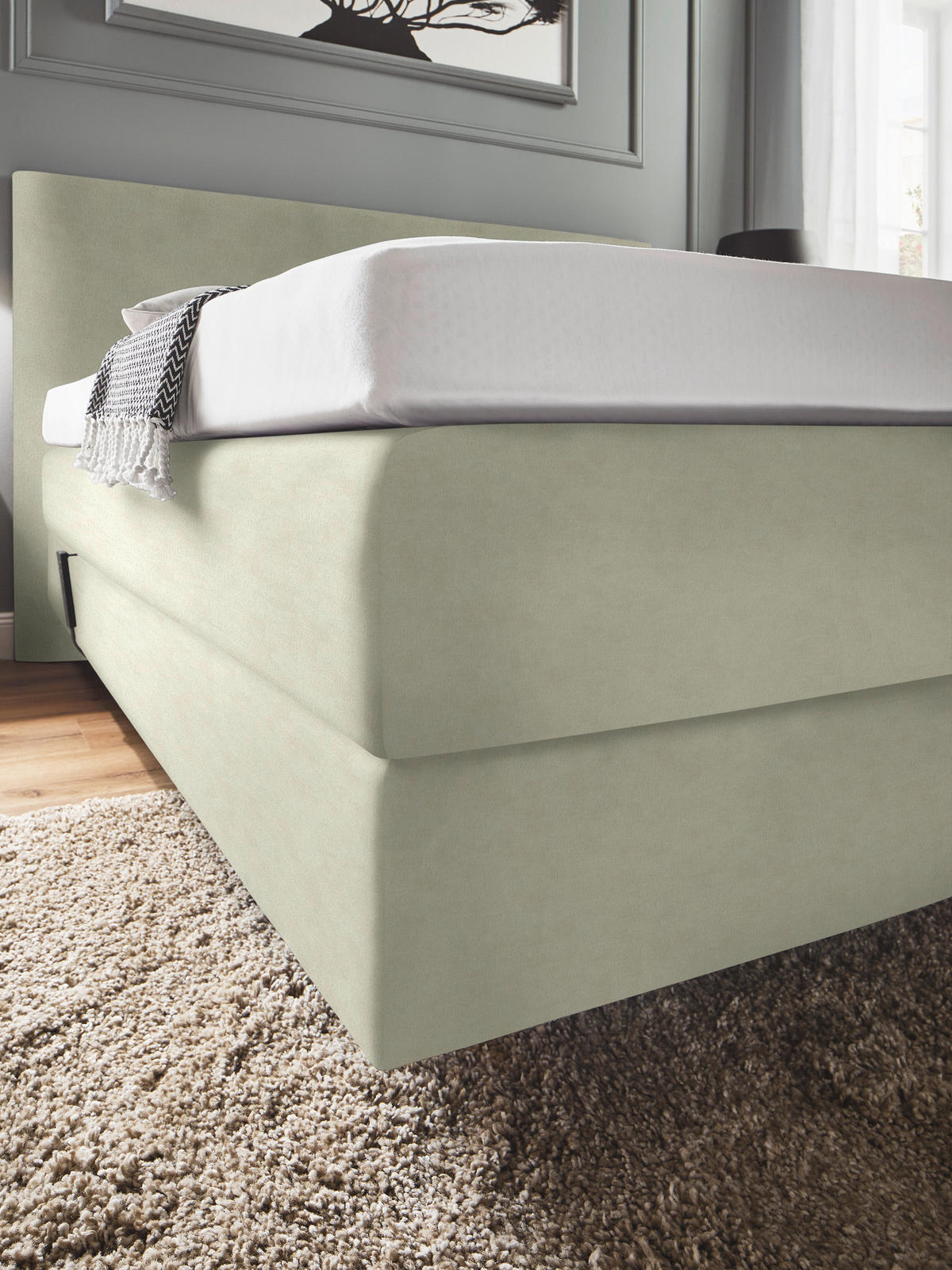 BOXSPRINGBETT 160/200 cm  in Ecru  - Ecru, KONVENTIONELL, Holz/Textil (160/200cm) - Dieter Knoll