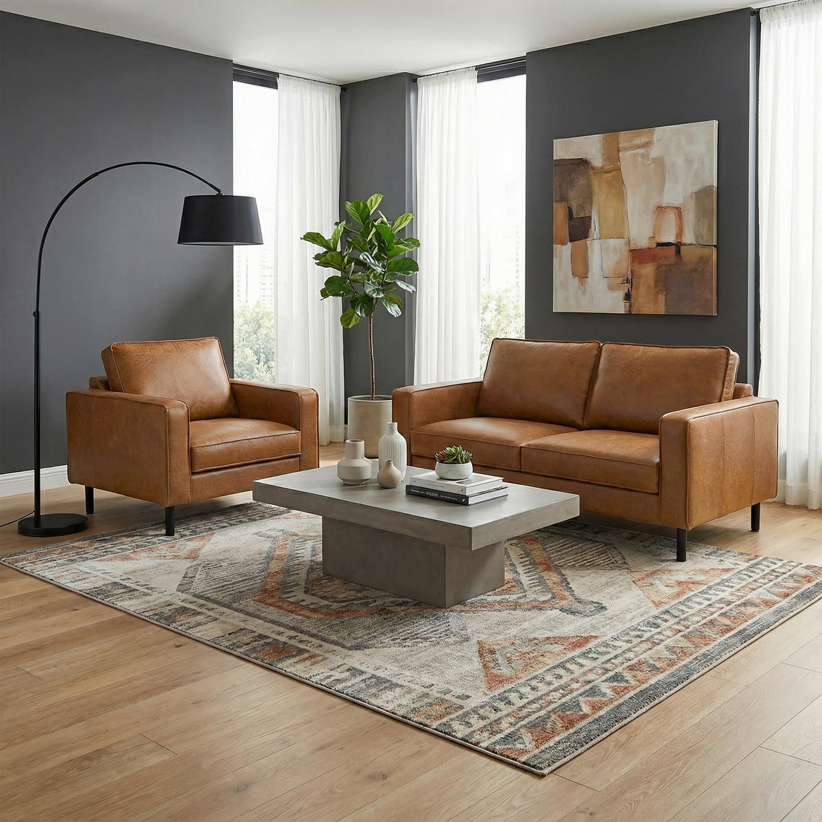 SESSEL in Cognac  - Cognac, Design (88/85/92cm) - Livetastic