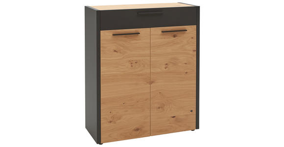 SCHUHSCHRANK 86/103/37 cm - Eichefarben/Schwarz, Design, Holz/Metall (86/103/37cm) - Dieter Knoll