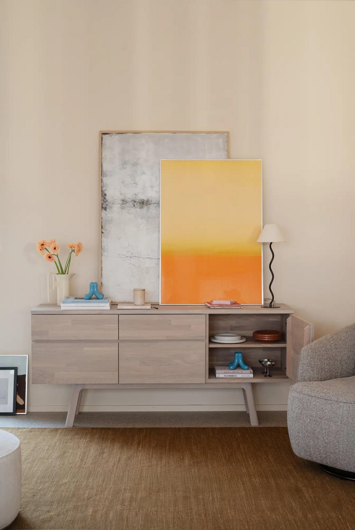 SIDEBOARD  170/77/42 cm 2 låda(or)  - ek Bianco, Design, trä (170/77/42cm) - Rowico