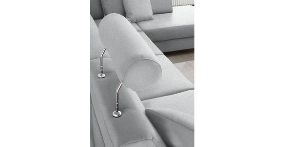 WOHNLANDSCHAFT  in Webstoff Hellgrau  - Hellgrau/Schwarz, Design, Holz/Textil (165/296/198cm) - Xora