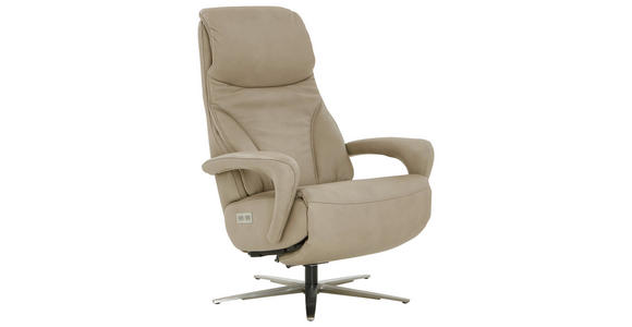 RELAXSESSEL in Leder Beige  - Edelstahlfarben/Beige, Design, Leder/Metall (75/112/88cm) - Dieter Knoll