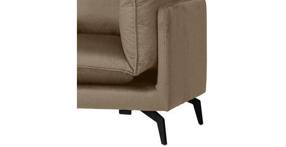 ECKSOFA in Samt Hellbraun  - Hellbraun/Schwarz, Design, Textil/Metall (200/241cm) - Carryhome