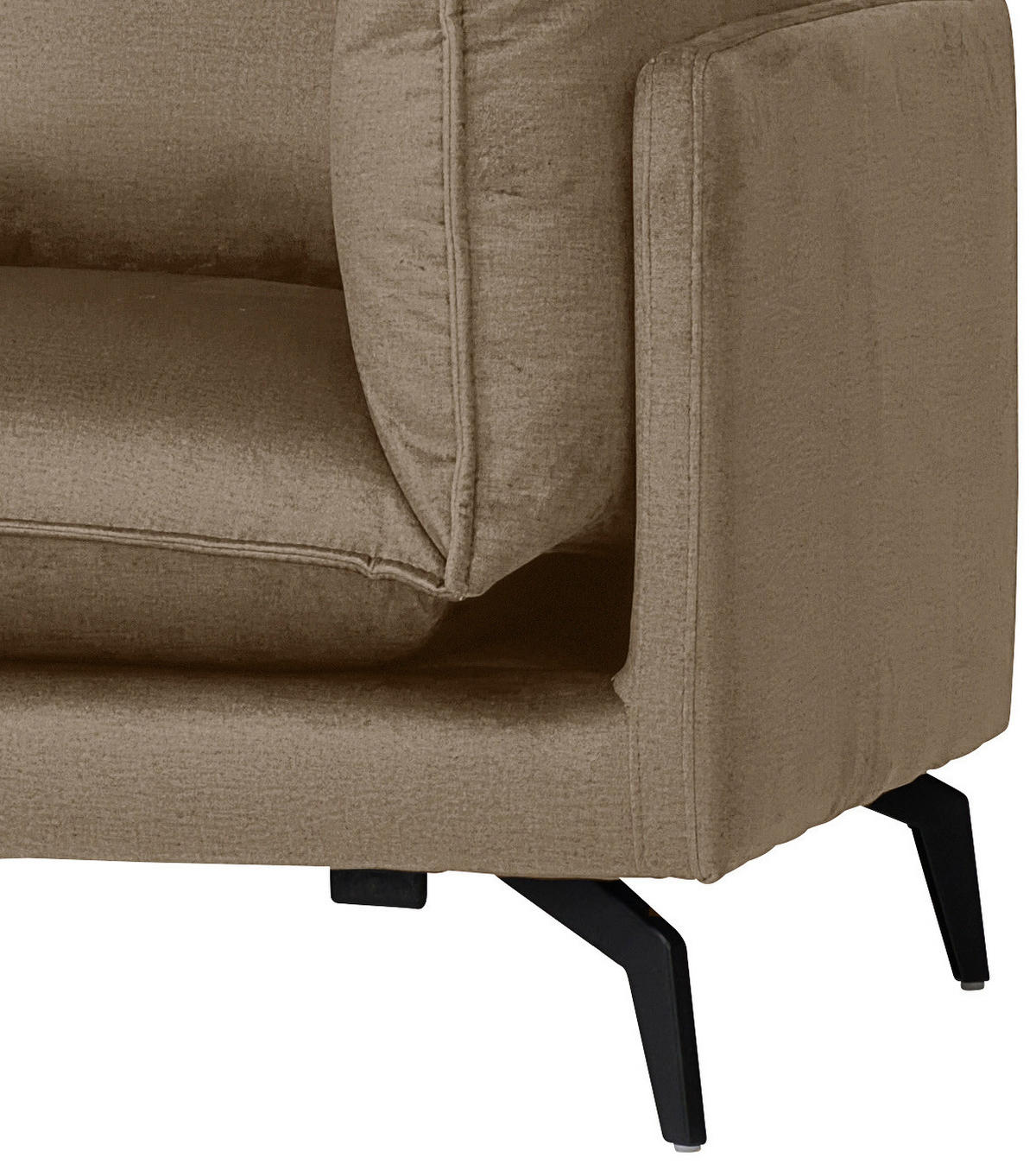 HÖRNSOFFA i sammet ljusbrun  - ljusbrun/svart, Design, metall/textil (200/241cm) - Carryhome