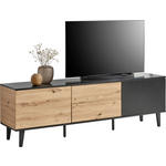 LOWBOARD  in 172/56/40 cm  - Schwarz/Eiche Artisan, Design, Holzwerkstoff/Metall (172/56/40cm) - Xora