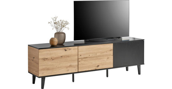 LOWBOARD  in 172/56/40 cm  - Schwarz/Eiche Artisan, Design, Holzwerkstoff/Metall (172/56/40cm) - Xora