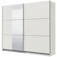 SCHWEBETÜRENSCHRANK 236,5/210/62,5 cm 2-türig Weiß  - Schwarz/Weiß, Basics, Glas/Holzwerkstoff (236,5/210/62,5cm) - Xora