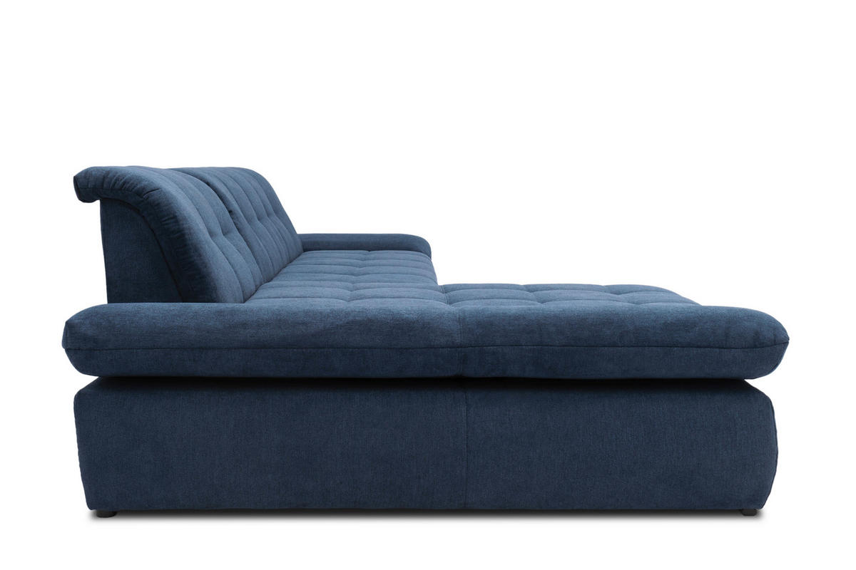 ECKSOFA Dunkelblau Mikrofaser  - Chromfarben/Dunkelblau, KONVENTIONELL, Textil/Metall (172/300cm) - MID.YOU