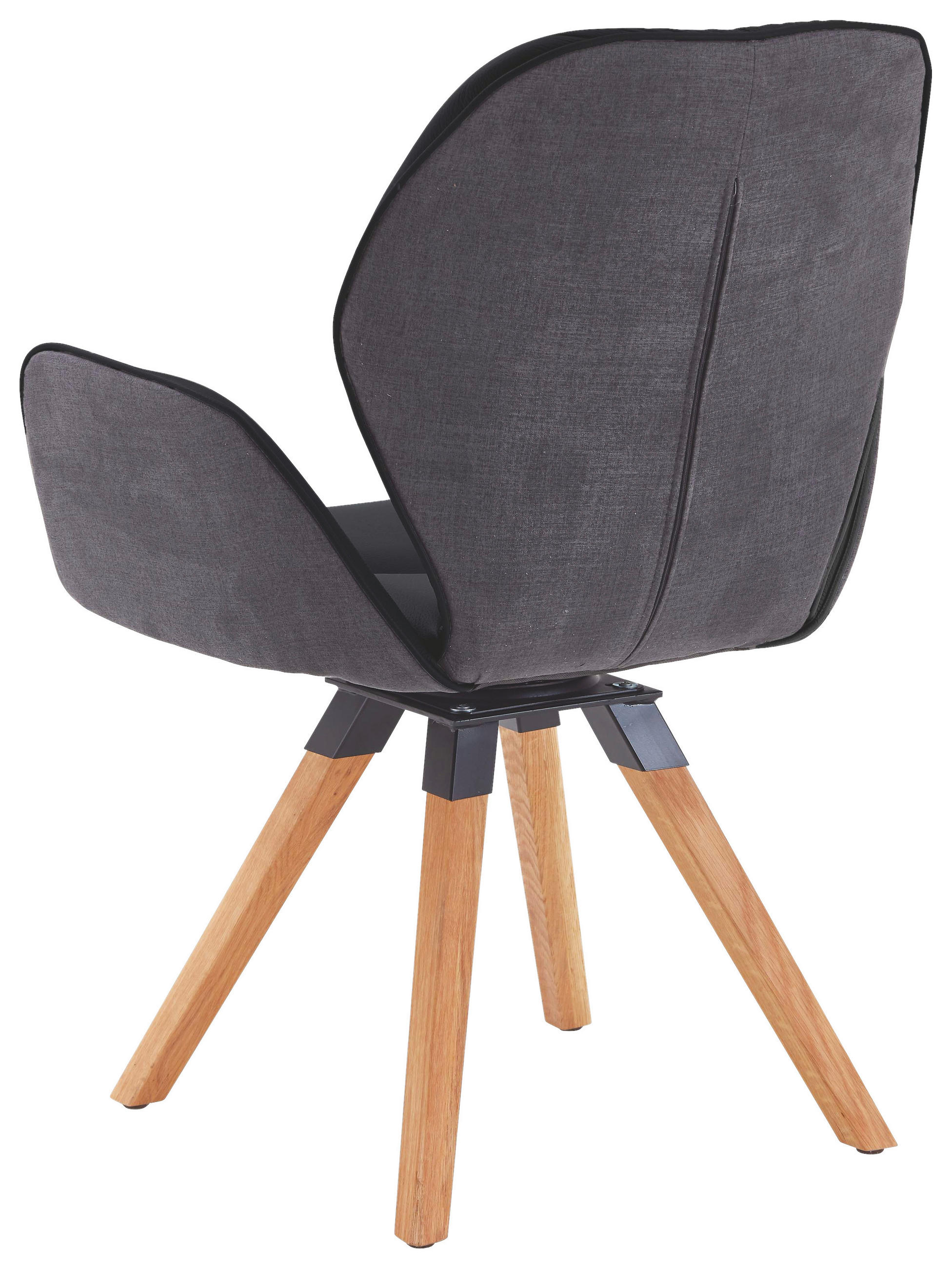 Thumbnail - Valdera Armlehnstuhl, Graphit, Schwarz, Holz, Textil, Leder, Echtleder, Rindleder, Wildeiche, massiv, eckig, 62x91x59 cm...