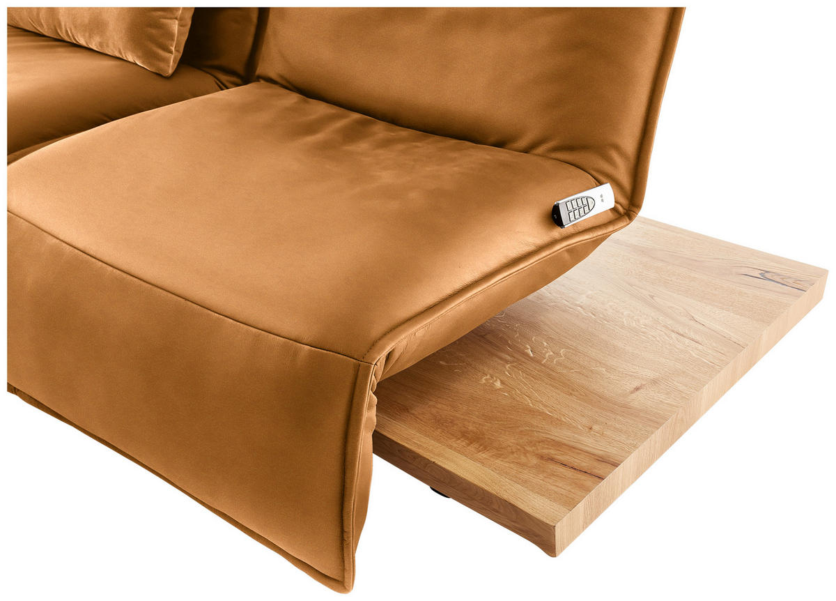 2-SITZER-SOFA in Leder Currygelb  - Currygelb/Eichefarben, Natur, Leder/Holz (240/63/115cm) - Koinor