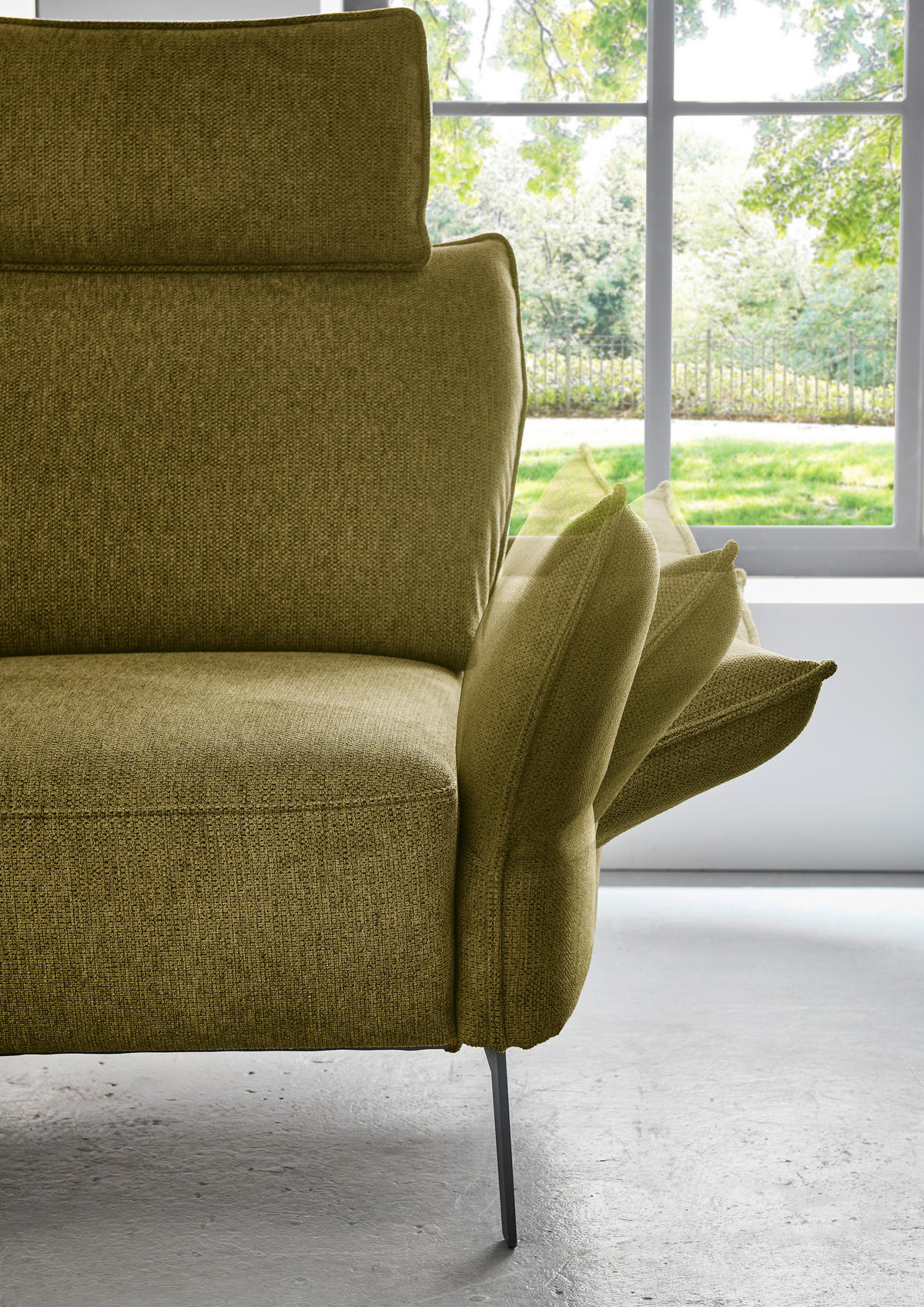 RÉCAMIERE Senfgelb Chenille  - Senfgelb/Schwarz, KONVENTIONELL, Textil/Metall (206/90/92cm) - Elegando