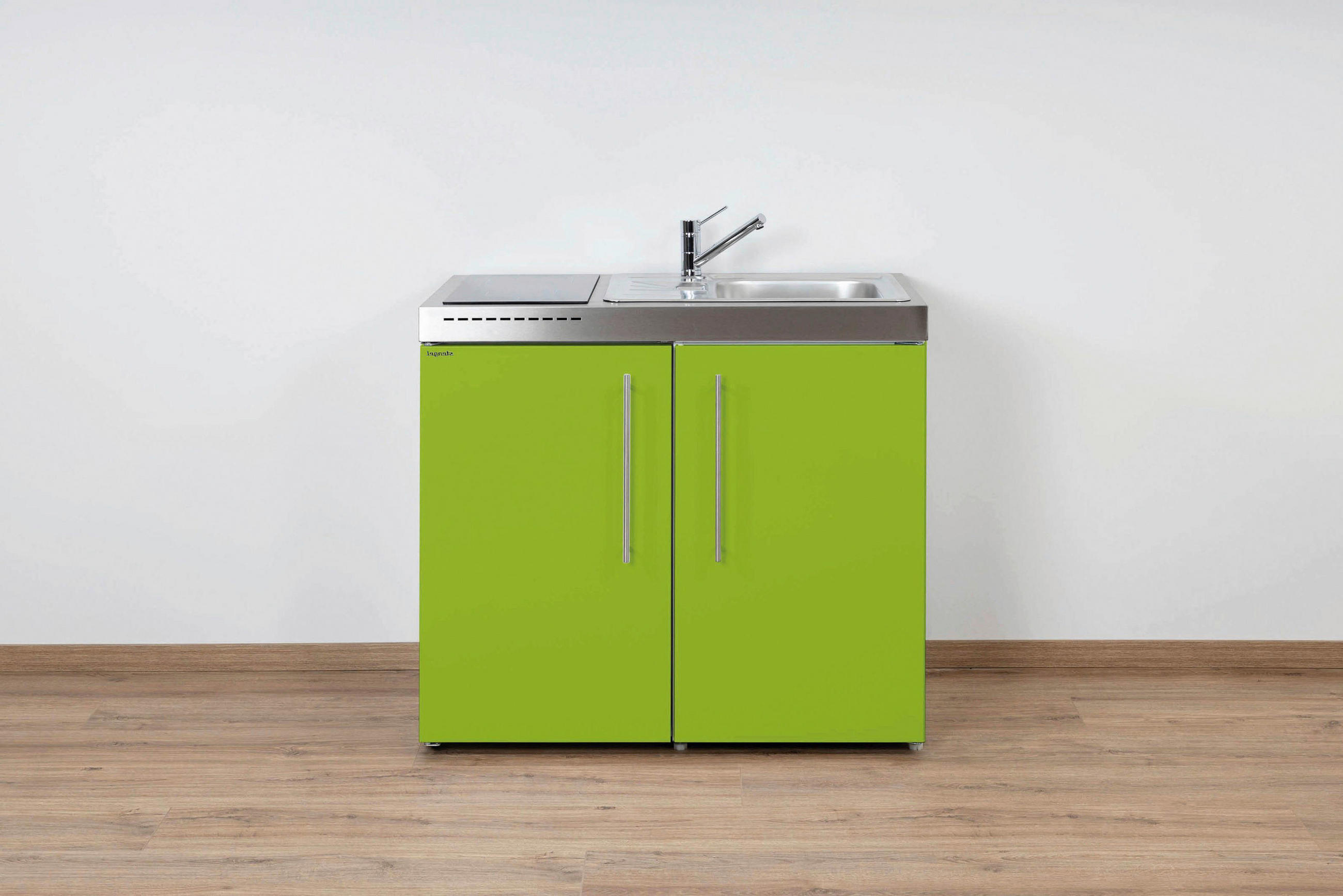 MINIKÜCHE  100/89/60 cm  in Grün  - Edelstahlfarben/Grün, Basics, Metall (100/89/60cm)